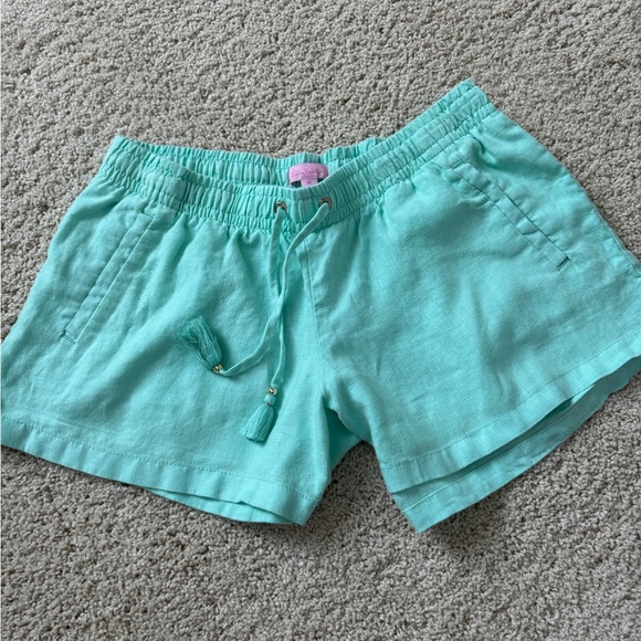 Lilly Pulitzer Pants - Lilly Pulitzer Linen drawstring shorts Aqua blue green Medium